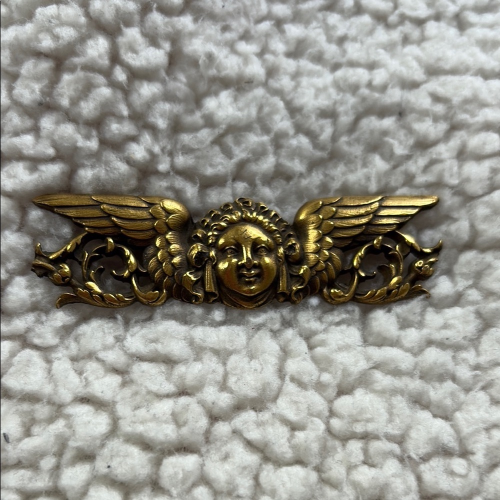 Gold Winged Angel Brooch